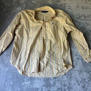 Polo Ralph Lauren Striped Shirt Men's Classic Fit XXL 18 34/35 Yellow Vintage